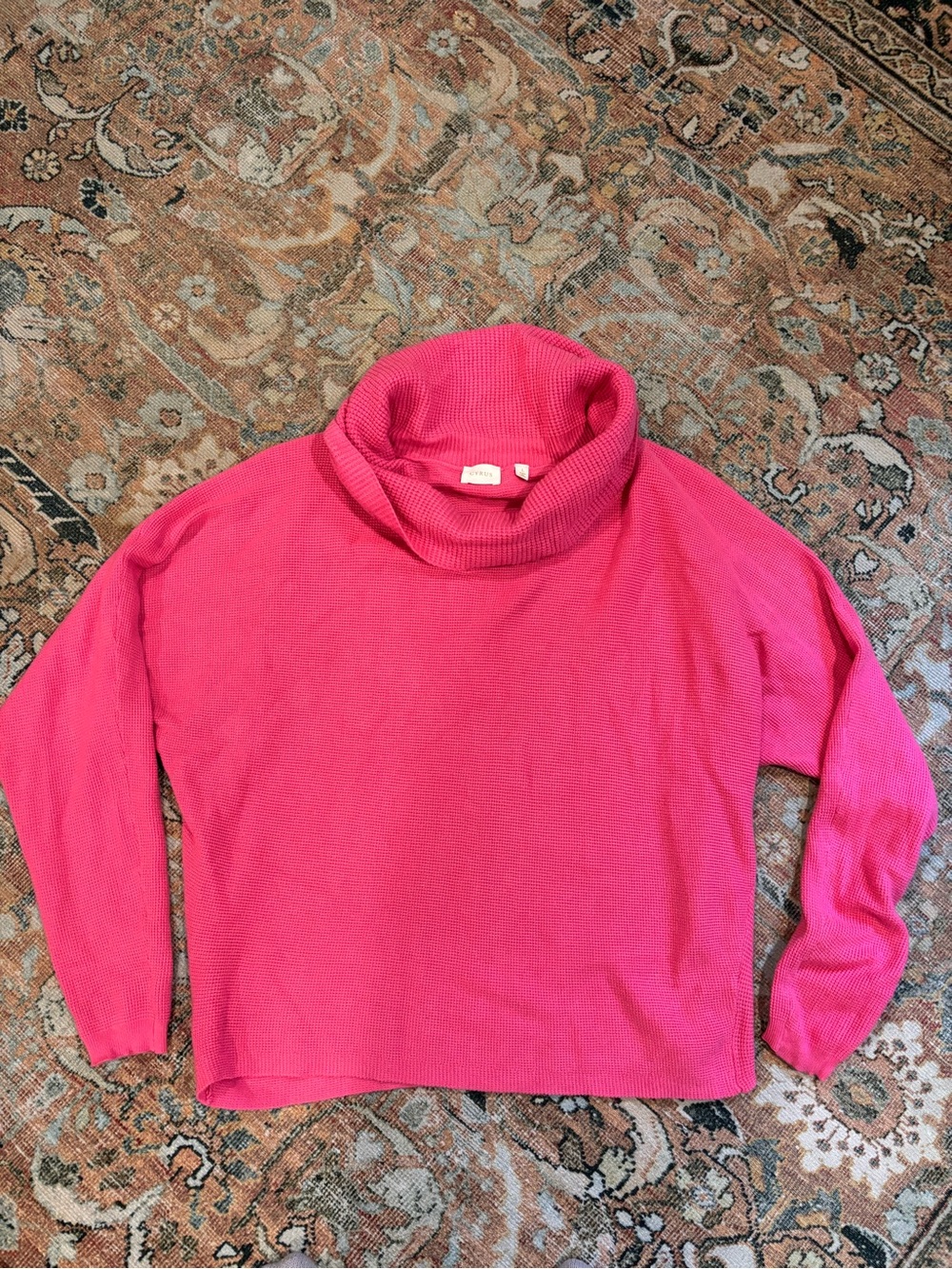 Cyrus Bright Pink Cowl Neck Sweater